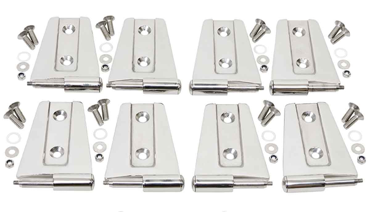 Kentrol 07-18 Jeep Wrangler JK Door Hinge Set 8 Pieces 4 Door- Polished Silver