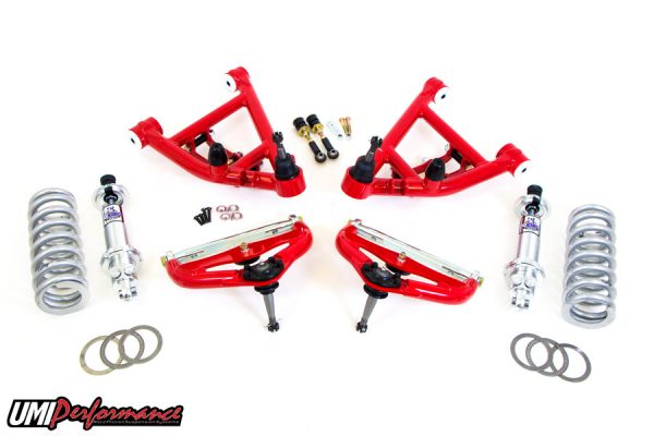 UMI Performance 78-88 GM G-Body 82-03 S10/S15 Competition Front End Kit 650lb Drop Spindle - Red