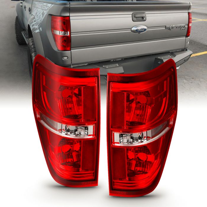 ANZO 2009-2014 Ford F-150 Euro Taillight Red/Clear (W/O Bulb)