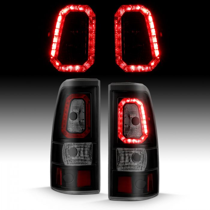 ANZO 2003-2006 Chevy Silverado 1500 LED Taillights Plank Style Black w/Smoke Lens - 0