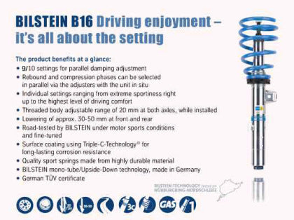 Bilstein B16 (PSS10) 13-15 BMW 320i/13-14 328i/335i /14-15 428i/435i Front & Rear Perf Susp System - 0