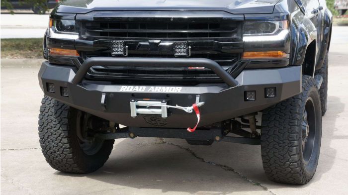 Road Armor 16-18 Chevy 1500 Stealth Front Winch Bumper w/Pre-Runner Guard - Tex Blk - 0