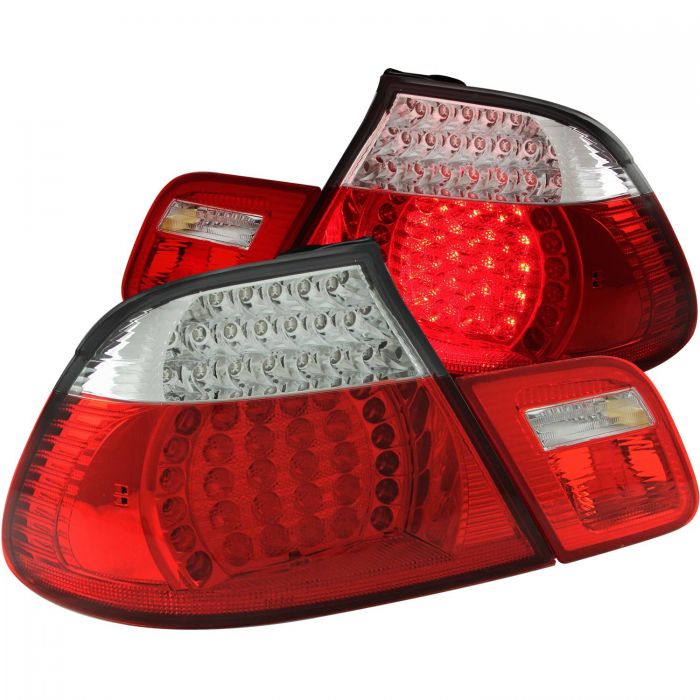 ANZO 2000-2003 BMW 3 Series E46 LED Taillights Red Clear 4pc