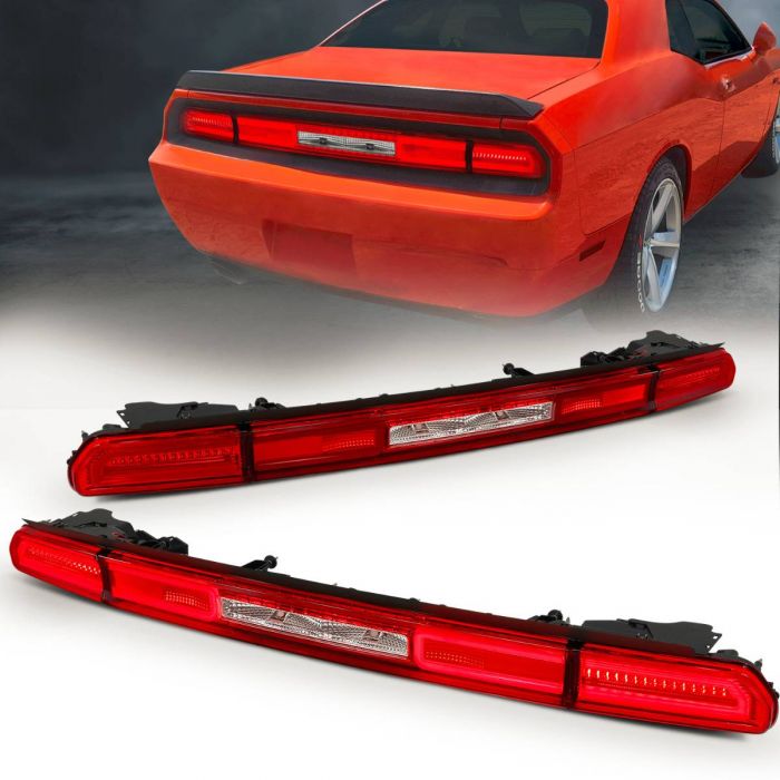 ANZO 08-10 Dodge Challenger LED Taillights - Red/Clear w/Sequential Turn Signal