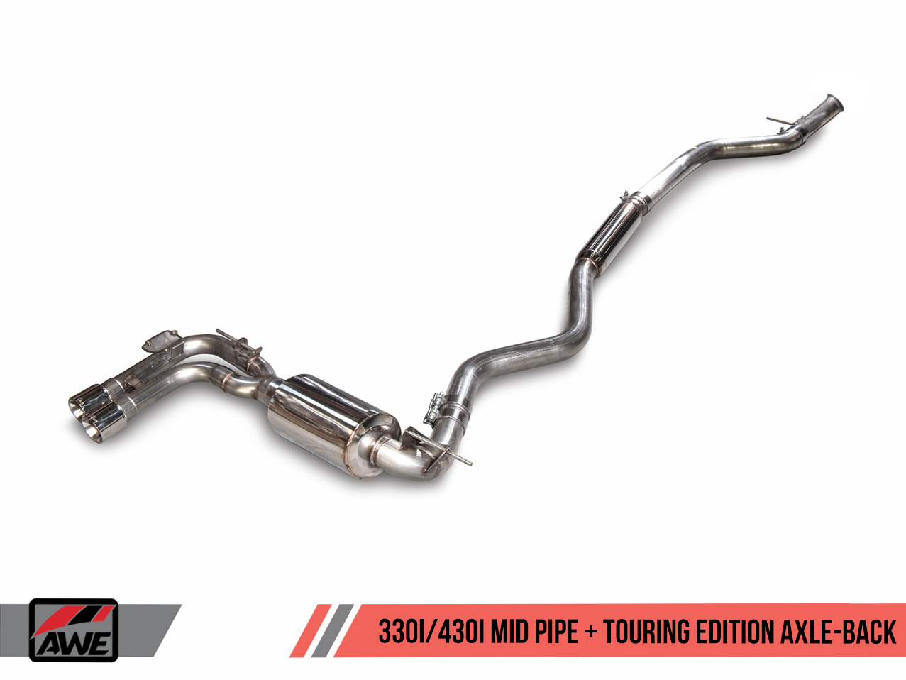 AWE Touring Edition Axle-back Exhaust for BMW F3X 28i / 30i, Single Side - Chrome Silver Tips (80mm)