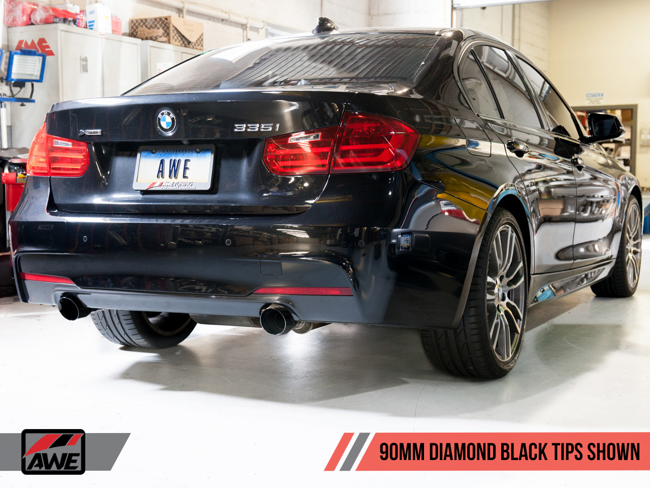 AWE Touring Edition Axle Back Exhaust for BMW F3X 335i/435i - Diamond Black Tips (90mm)