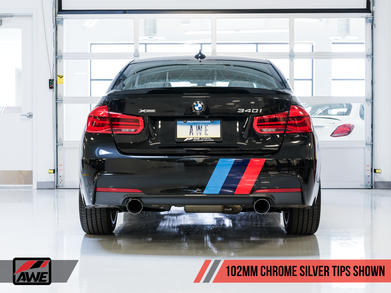 AWE Touring Edition Axle Back Exhaust for BMW F3X 340i / 440i - Chrome Silver Tips (102mm) - 0