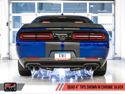 AWE Track Edition Exhaust for 17+ Challenger 5.7 - Chrome Silver Quad Tips