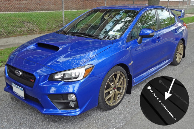 Rally Armor 15+ Subaru WRX & STi Sedan Only UR Black Mud Flap w/ White Logo - 0