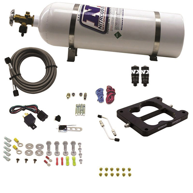 Nitrous Express Q-Jet/Holley Spread Bore Hitman Nitrous Kit (100-150-200HP) w/15lb Bottle