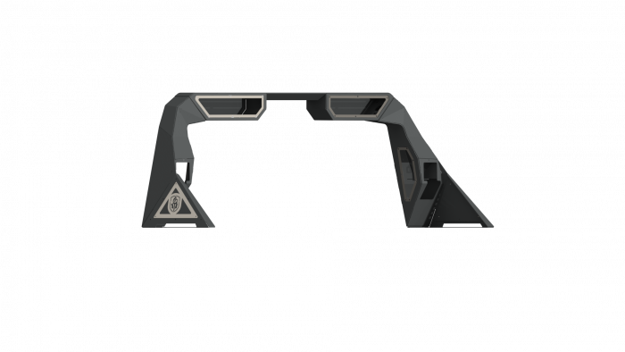 Road Armor 10-19 Dodge 1500 iDentity Headache Rack w/Pods/Dual 10in Pod/Brake Lamp Relief/Ring - Raw