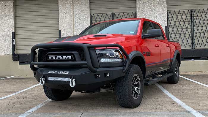 Road Armor 15-18 Ram Rebel 1500 Stealth Front Bumper w/Lonestar Guard - Tex Blk