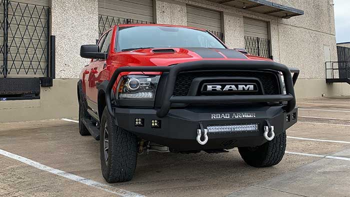 Road Armor 15-18 Ram Rebel 1500 Stealth Front Bumper w/Lonestar Guard - Tex Blk - 0