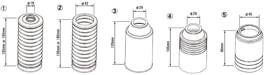 DUST BOOTH SET BLACK 135MM D18