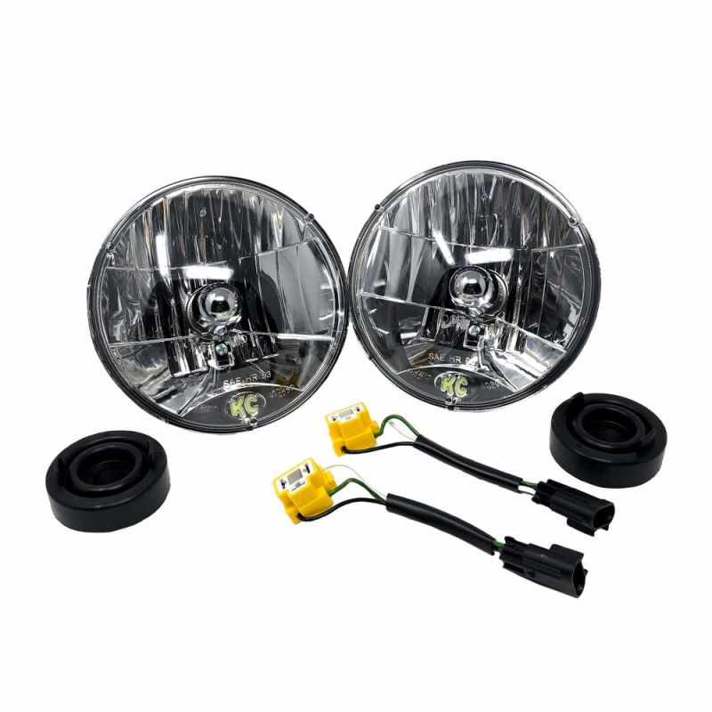 KC HiLiTES 07-18 Jeep JK H4 Headlight Conversion Kit - DOT Apprv./Incl. H13 to H4 Connectors (Pair)