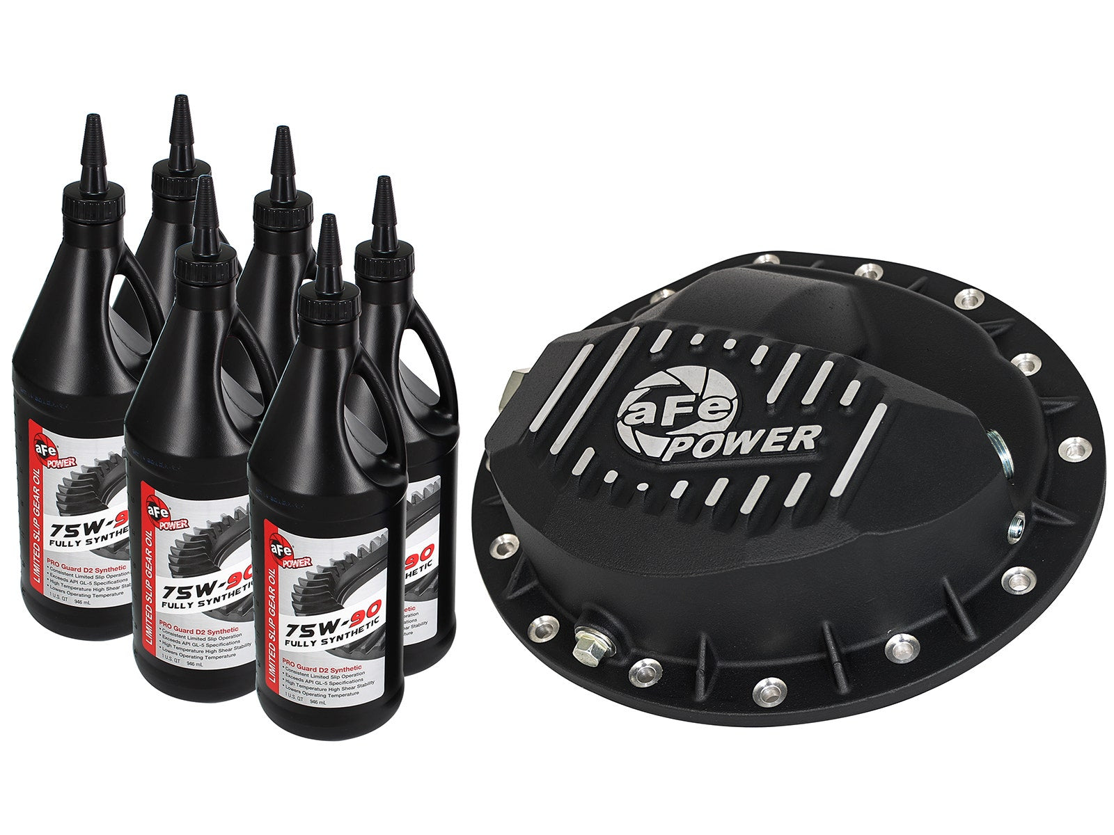 Pro Series Front Differential Cover Kit Black w/ Machined Fins & Gear Oil Dodge Diesel Trucks 03-12 L6-5.9/6.7L (td)