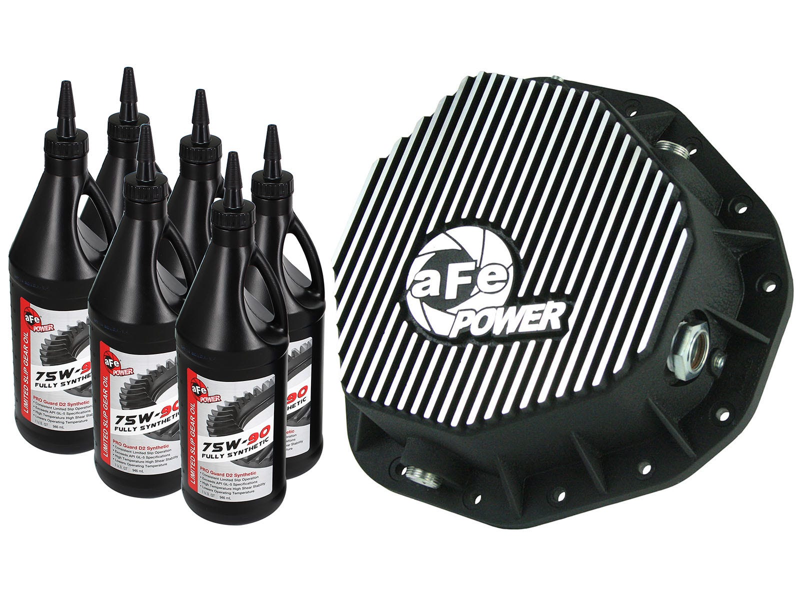 Pro Series Rear Differential Cover Kit Black w/ Machined Fins & Gear Oil Dodge Diesel Trucks 03-05 L6-5.9L (td)