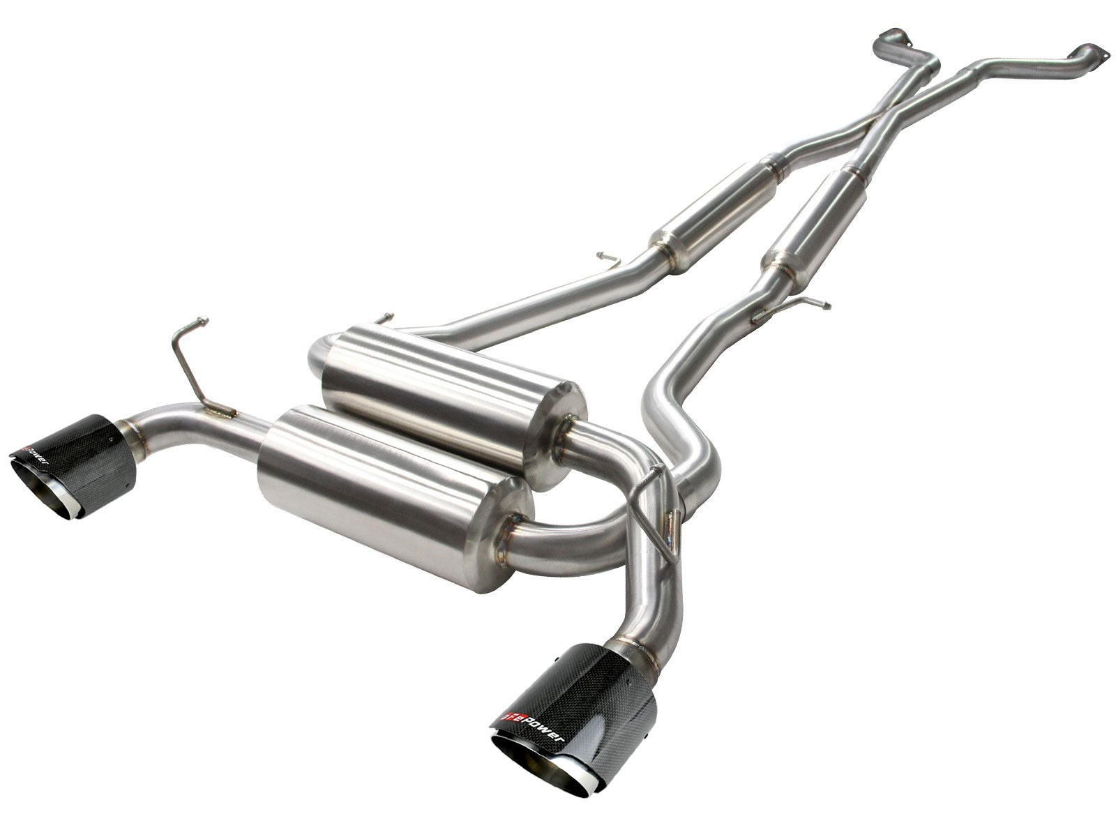 Takeda 2-1/2 IN 304 Stainless Steel Cat-Back Exhaust System w/ Carbon Fiber Tips Infiniti G37 08-13/Q60 14-15 V6-3.7L (VQ37VHR)