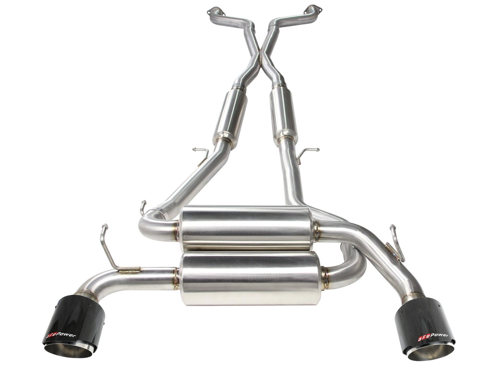 Takeda 2-1/2 IN 304 Stainless Steel Cat-Back Exhaust System w/ Carbon Fiber Tips Infiniti G37 08-13/Q60 14-15 V6-3.7L (VQ37VHR) - 0