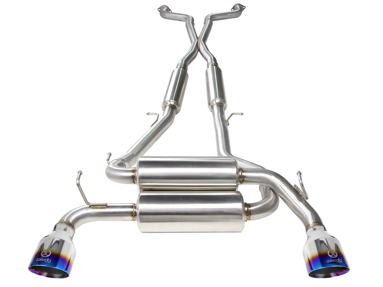 Takeda 2-1/2 IN 304 Stainless Steel Cat-Back Exhaust System w/ Blue Flame Tips Infiniti G37 08-13/Q60 14-15 V6-3.7L (VQ37VHR) - 0