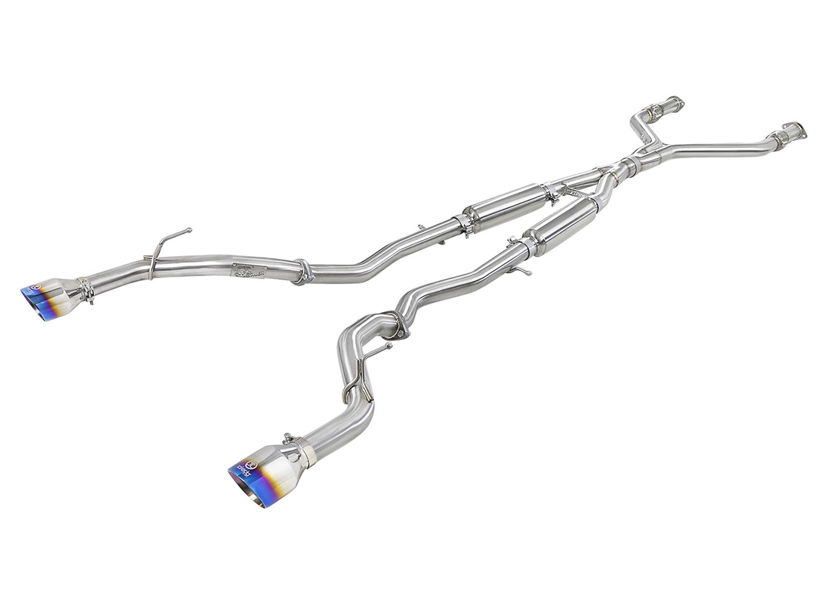 Takeda 2-1/2 IN 304 Stainless Steel Cat-Back Exhaust System w/ Blue Flame Tips Infiniti Q50 16-20 V6-3.0L (tt)