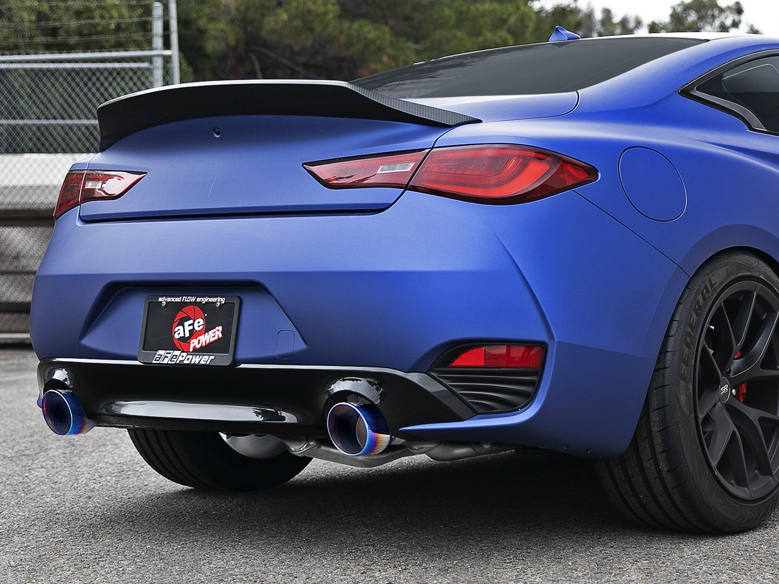 Takeda 2-1/2 IN 304 Stainless Steel Axle-Back Exhaust System w/ Blue Flame Tips Infiniti Q60 17-20 V6-3.0L (tt) - 0