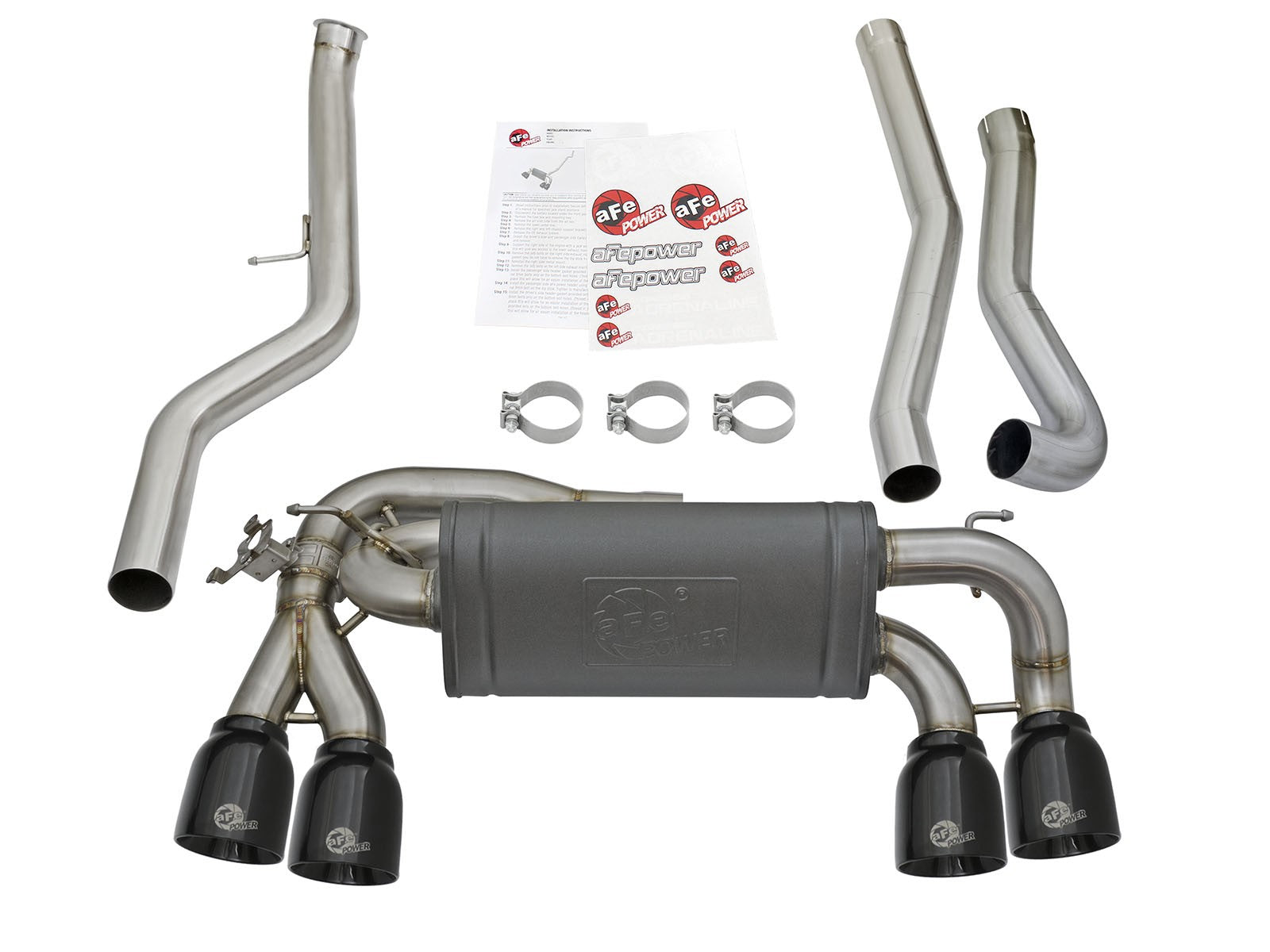 MACH Force-Xp 3 IN to 2-1/2 IN Stainless Downpipe-Back Exhaust w/ Black Tips BMW M2 (F87) 16-18 L6-3.0L (t) N55