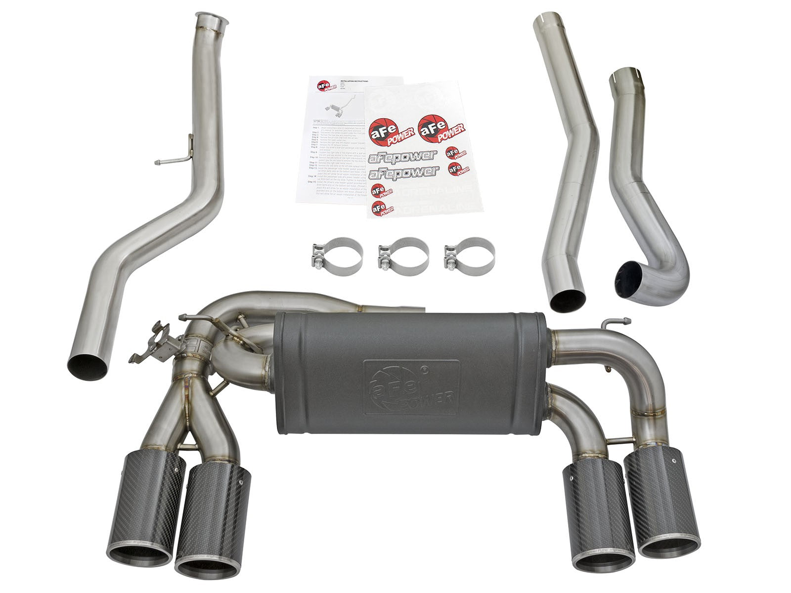 MACH Force-Xp 304 Stainless Steel Downpipe-Back Exhaust w/ Carbon Fiber Tips BMW M2 (F87) 16-18 L6-3.0L (t) N55