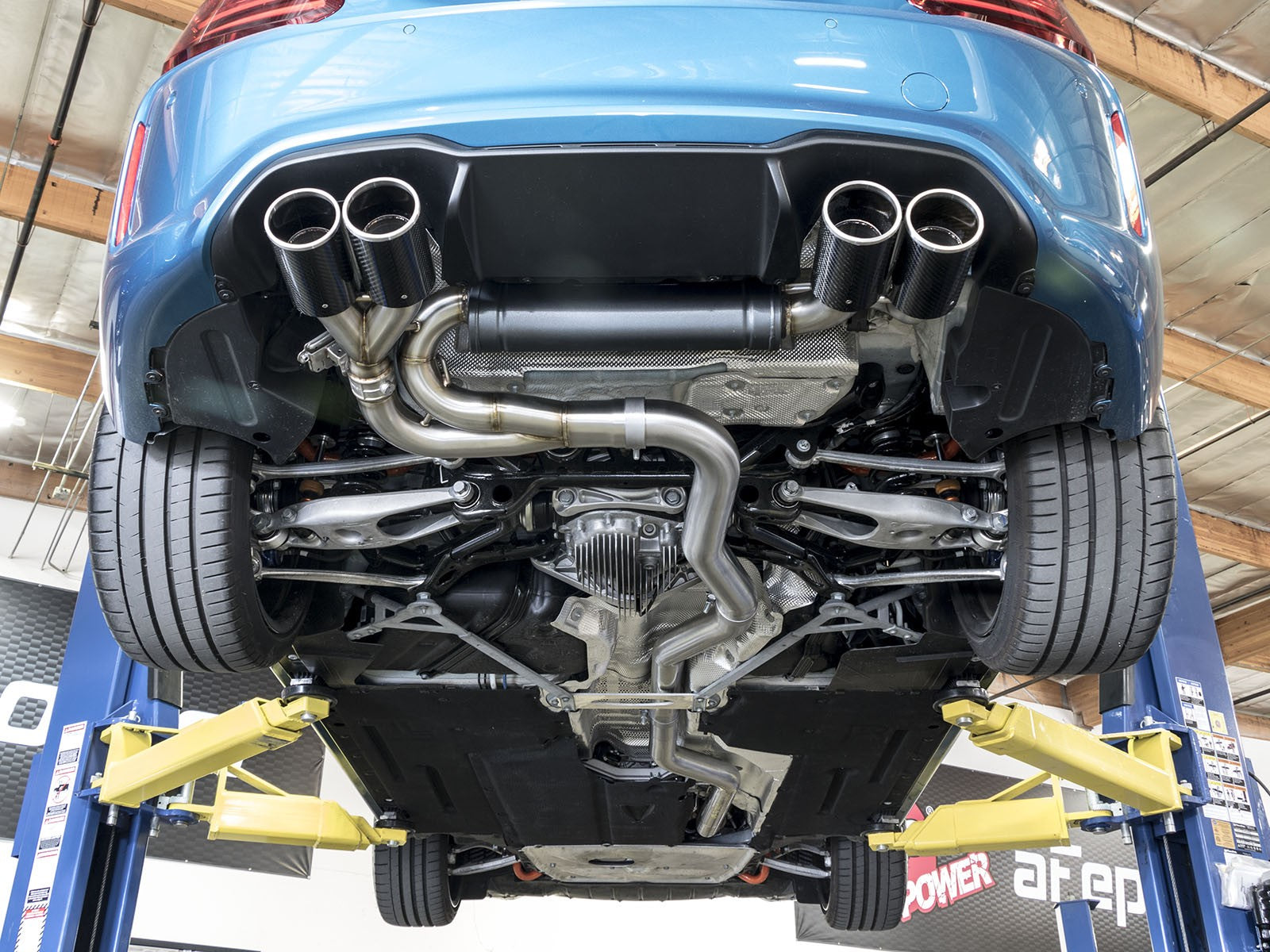 MACH Force-Xp 304 Stainless Steel Downpipe-Back Exhaust w/ Carbon Fiber Tips BMW M2 (F87) 16-18 L6-3.0L (t) N55