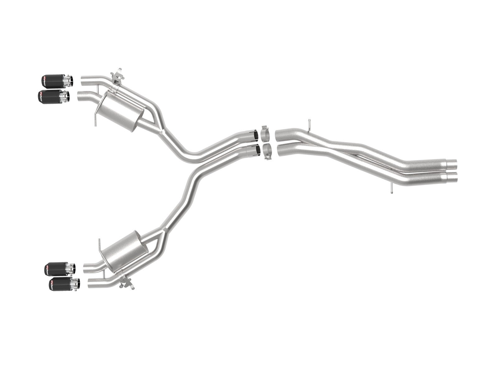 aFe 18-20 Audi RS5 Coupe MACH Force-Xp 3in to 2.5in 304 SS Axle-Back Exhaust System-Quad Carbon Tips - 0