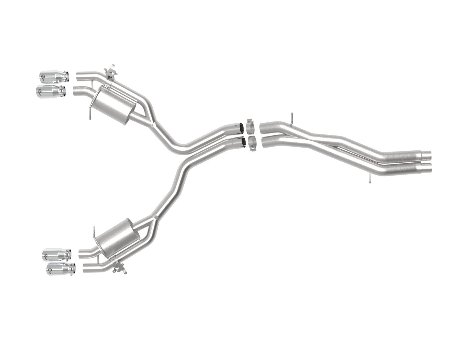 aFe 18-20 Audi RS5 Coupe MACH Force-Xp 3in to 2.5in 304 SS Axle-Back Exhaust System-Quad Polish Tips - 0