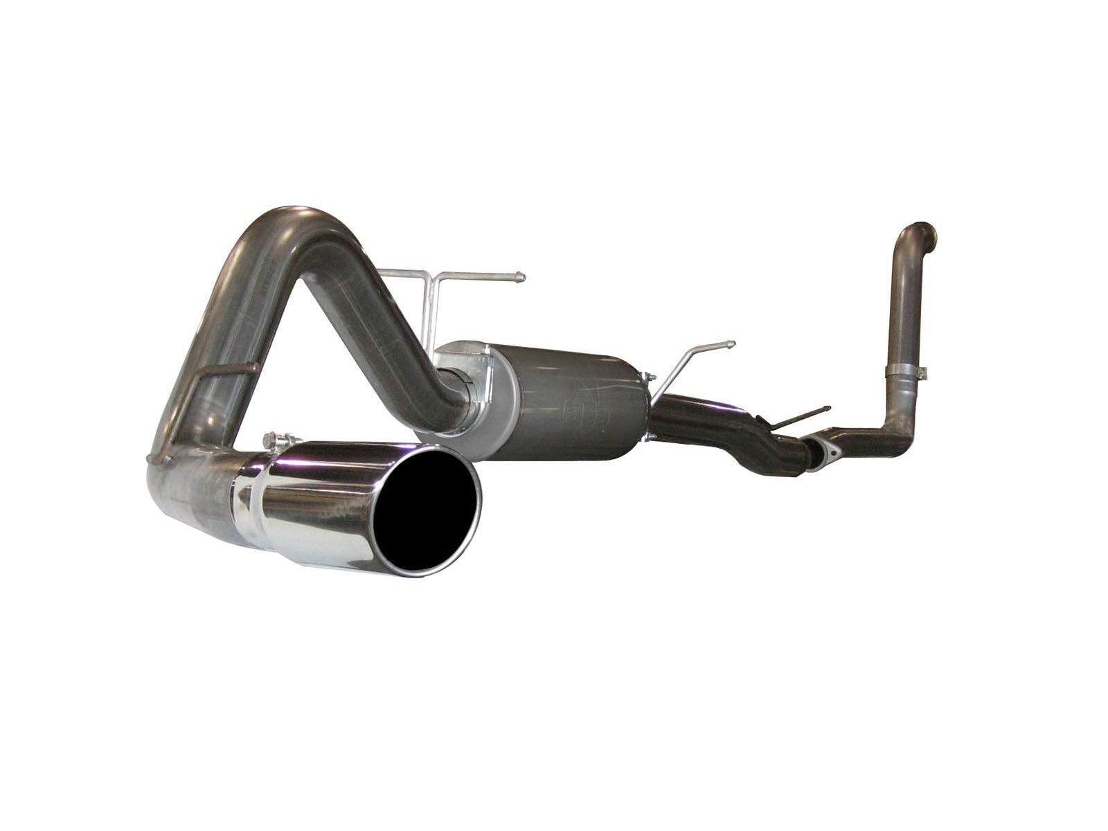 Large Bore-HD 4 IN 409 Stainless Steel Turbo-Back Exhaust System w/ Polished Tip Ford Diesel Trucks 03-07 V8-6.0L (td)