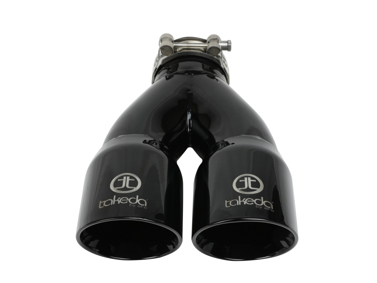 Takeda 304 Stainless Steel Clamp-on Exhaust Tip Black 2-1/2 IN Inlet x 3 IN Dual Outlet x 9-1/2 IN L