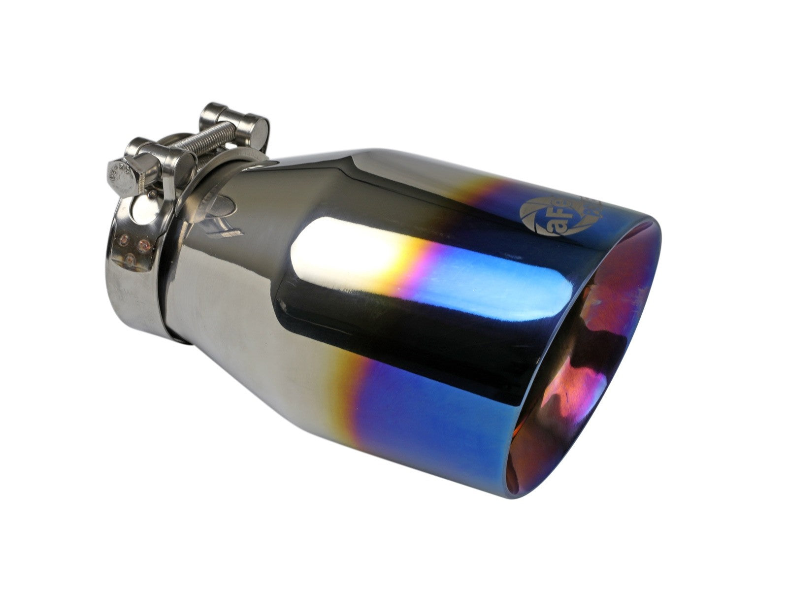 MACH Force-Xp 304 Stainless Steel Clamp-on Exhaust Tip Blue Flame 2-1/2 IN Inlet x 4 IN Outlet x 7 IN L