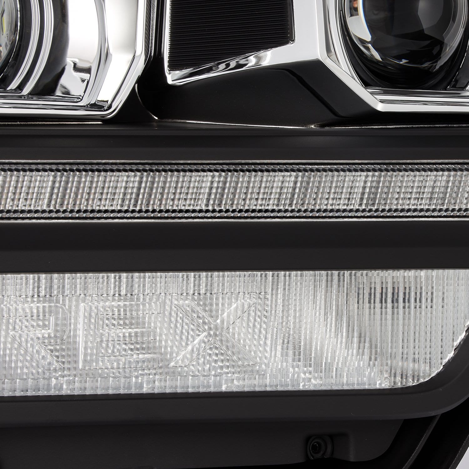 AlphaRex 19-21 Ram 2500 LUXX LED Proj Headlights Plank Style Black w/Activ Light/Seq Signal/DRL