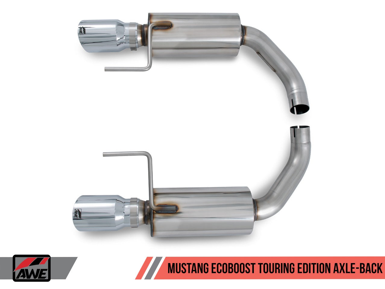 AWE Touring Edition Axle-back Exhaust for S550 Mustang EcoBoost - Chrome Silver Tips