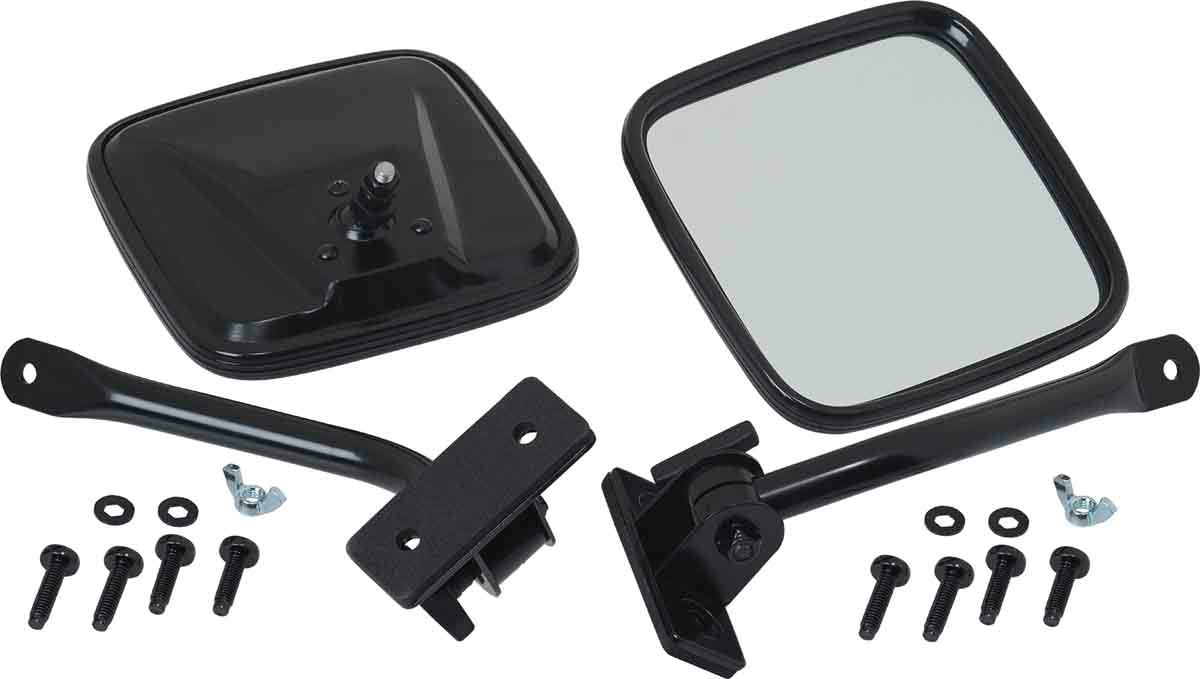 Kentrol 97-18 Jeep Wrangler TJ/JK E-Z Detach Mirrors Pair - Powdercoat Black