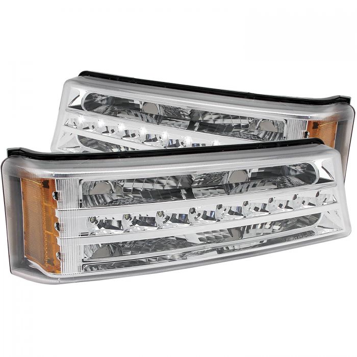 ANZO 2003-2006 Chevrolet Silverado 1500 LED Parking Lights Chrome w/ Amber Reflector