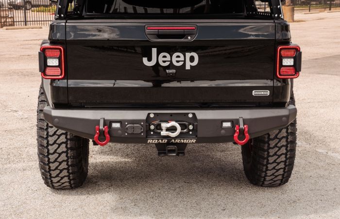 Road Armor 2020 Jeep Gladiator JT Stealth Rear Winch Bumper (for 9500lb Remote Winch) - Tex Blk - 0