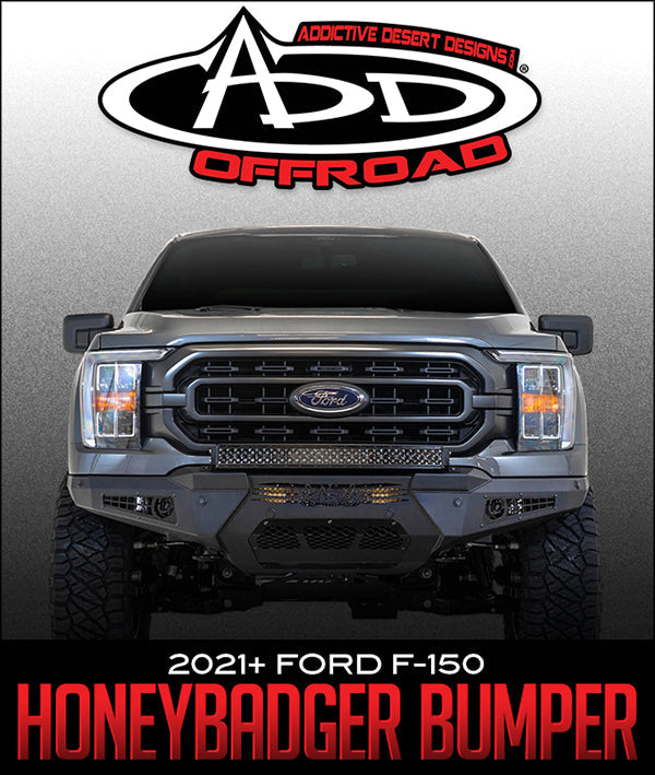 ADDICTIVE DESERT DESIGNS HONEYBADGER FRONT BUMPER: 2021+ FORD F-150