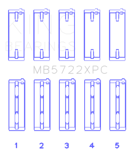 King Mitsubishi 4B11T EVO X 2007+ (Size STDX) Coated Performance Main Bearing Set - 0