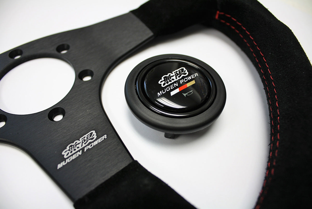 MUGEN Racing III Steering Wheel - 350mm (Black Suede / Red Stitch) - 0