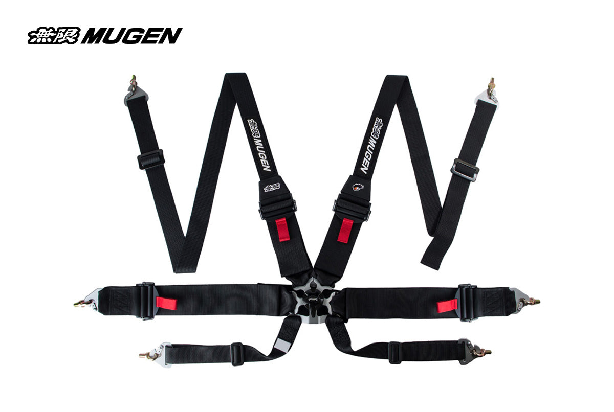 MUGEN HARNESS 6PT 3">2" HANS BLACK SNAP IN FIA APPR