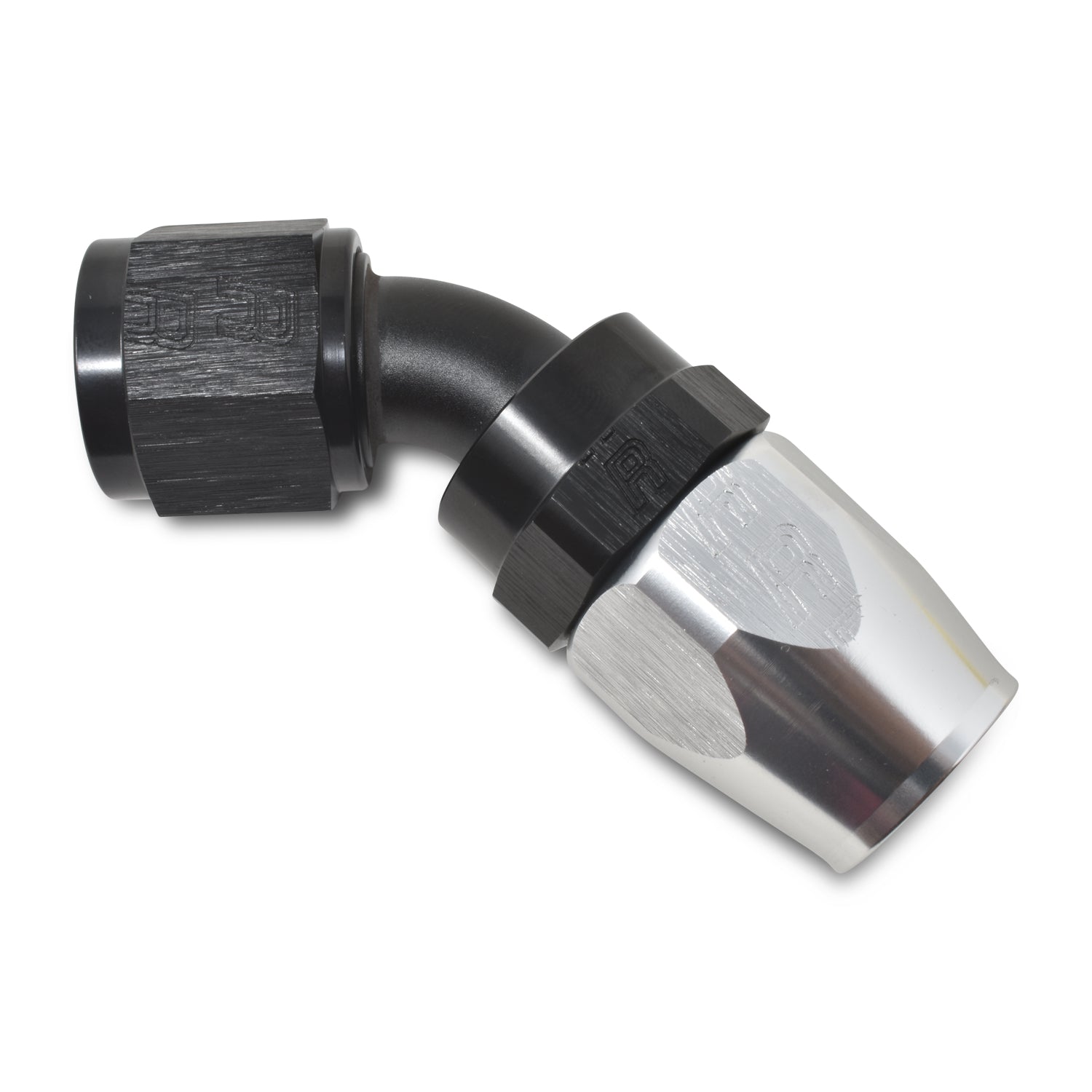 Russell Performance -4 AN Black/Silver 45 Degree Full Flow Hose End