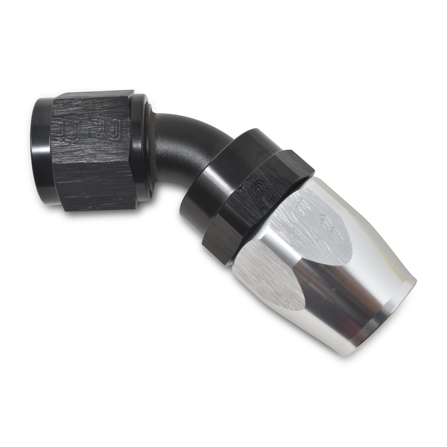 Russell Performance -6 AN Black/Silver 45 Degree Full Flow Hose End