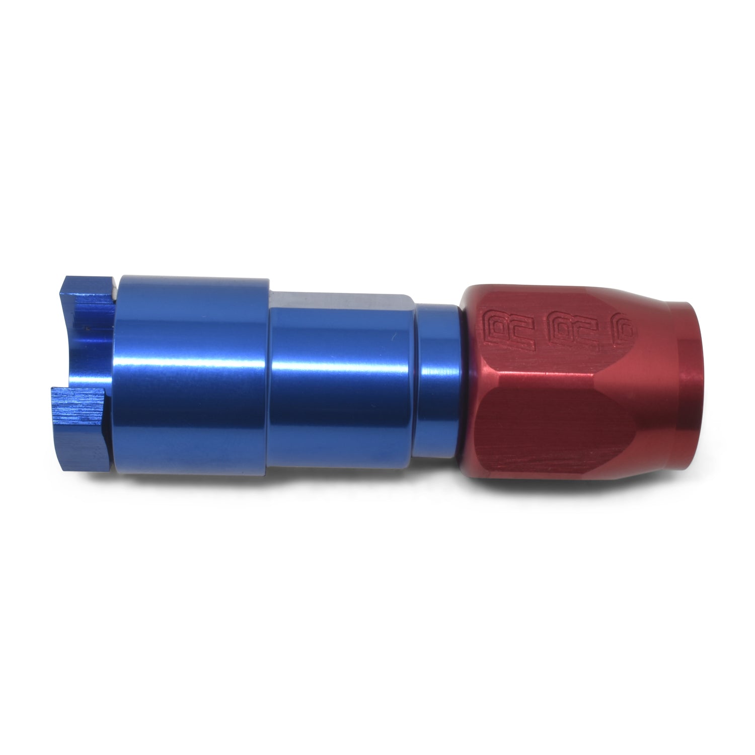 Russell Performance 3/8in SAE Quick Disc Female to -6 Hose Red/Blue Straight Hose End