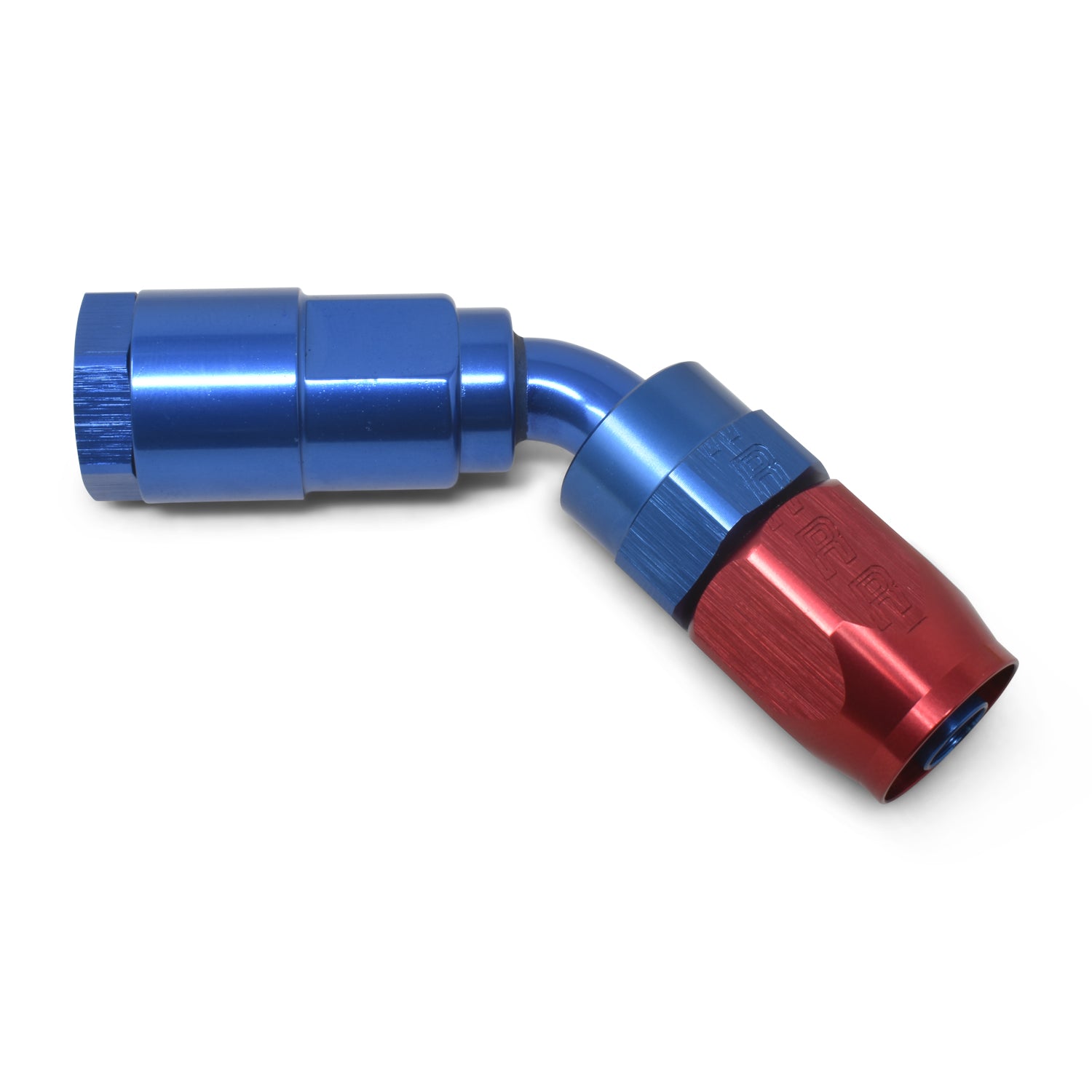 Russell Performance 3/8in SAE Quick Disc Female to -6 Hose Red/Blue 45 Degree Hose End