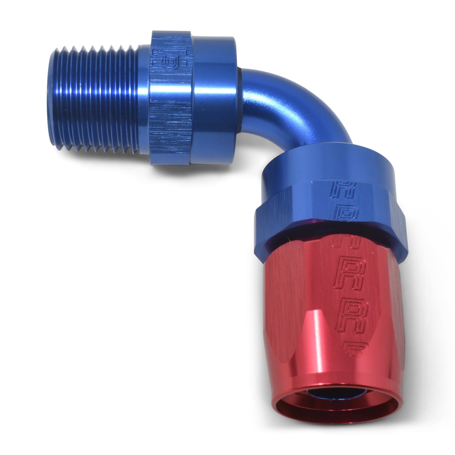 Russell Performance -6 AN Red/Blue 90 Degree Full Flow Swivel Pipe Thread Hose End (With 1/4in NPT)