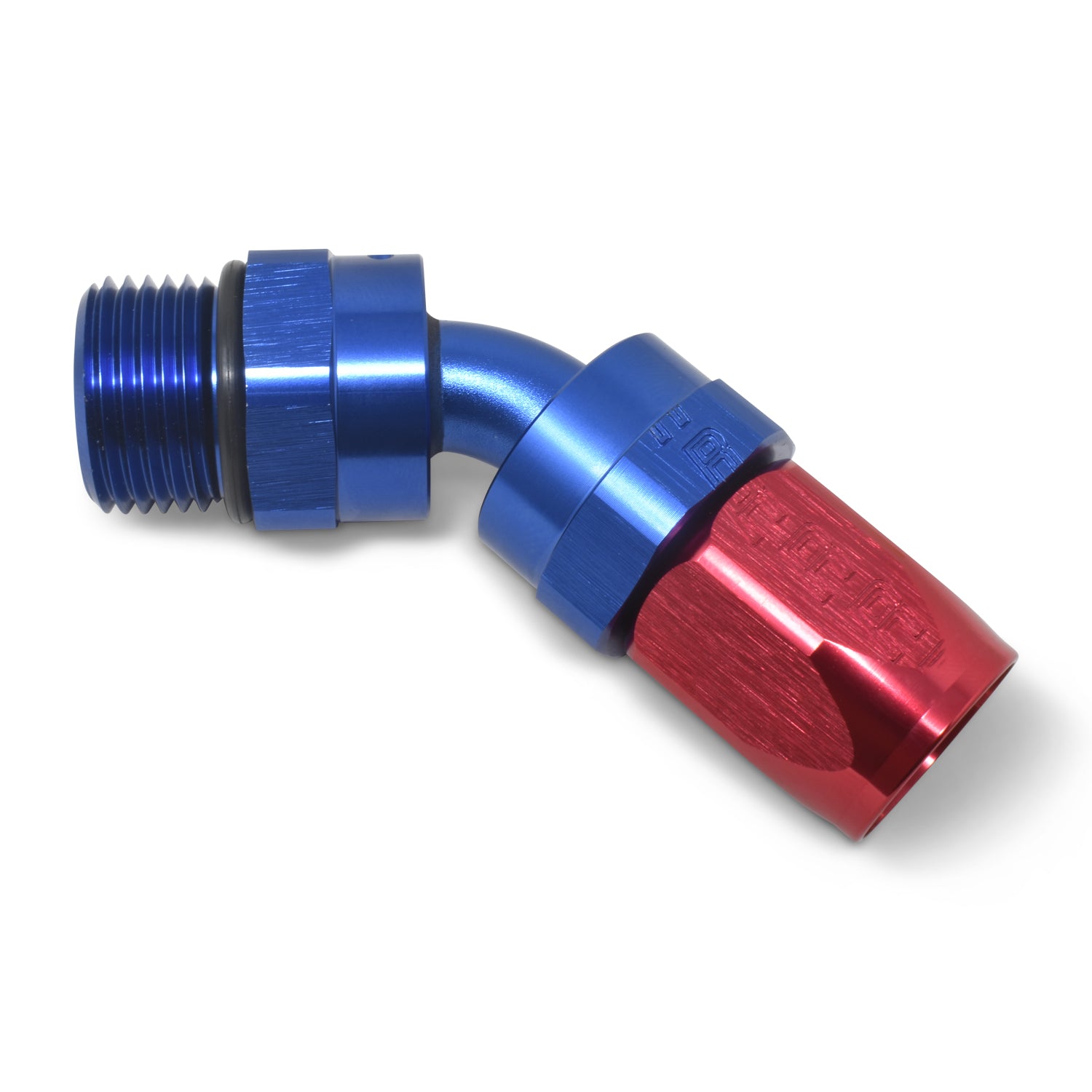 Russell Performance -10 AN Red/Blue 45 Degree Swivel Dry Sump Hose End (-8 Port 3/4in-16 Thread)