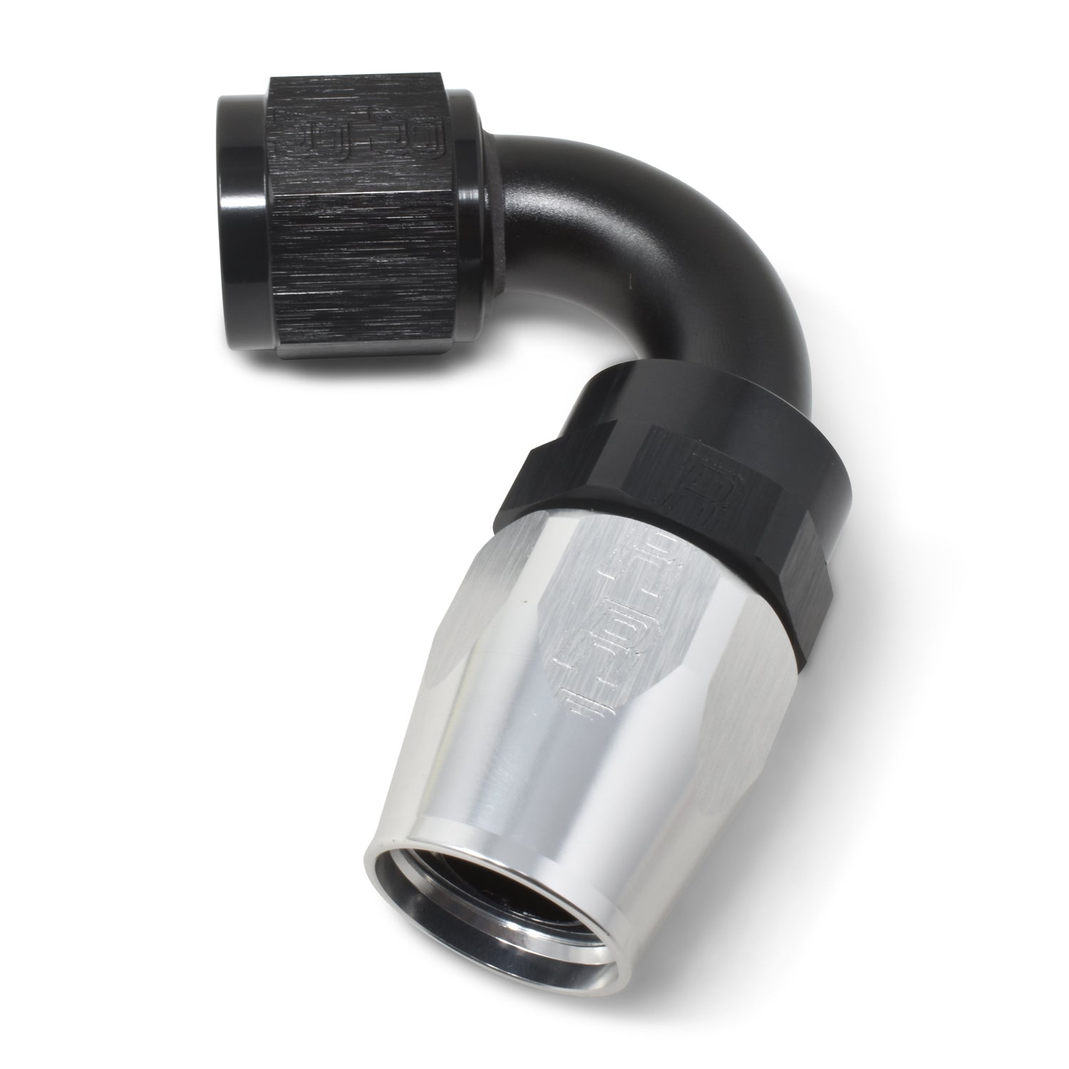 Russell Performance -6 AN Black/Silver 120 Degree Tight Radius Full Flow Swivel Hose End